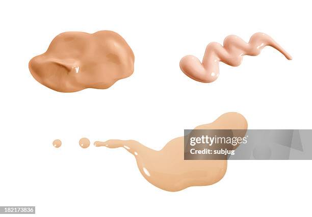 liquid makeup foundations on white background - paint strip stock pictures, royalty-free photos & images