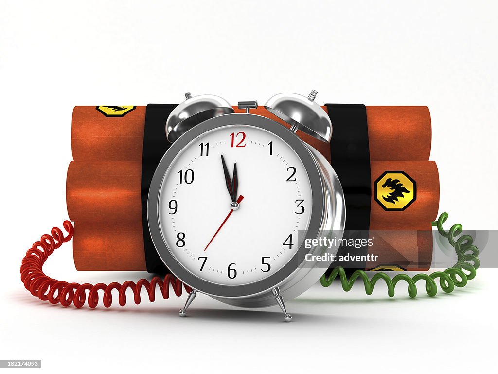 Dynamite with metal alarm clock