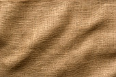 Burlap Fabric with Wrinkles, Wide Shot. Full Frame.