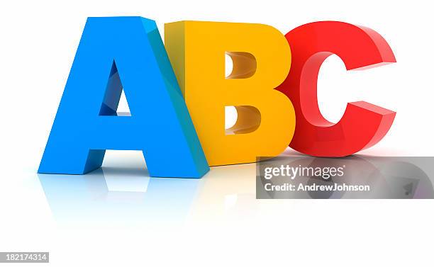 abc - letras 3d fotografías e imágenes de stock