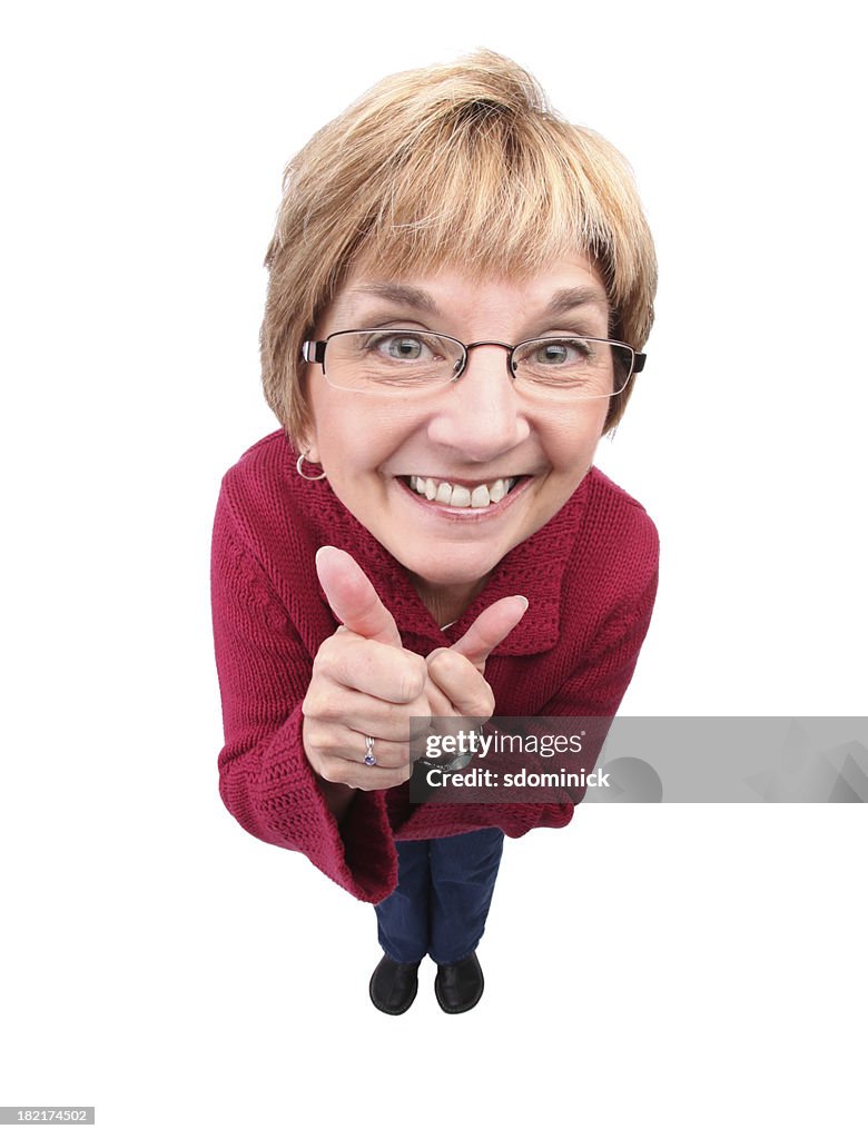 Excited Woman With Two Thumbs Up