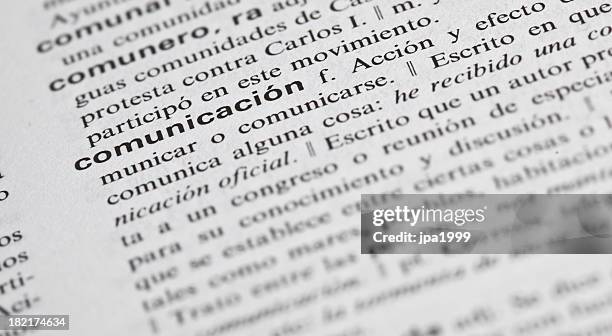 communication explained in spanish - spanish language stockfoto's en -beelden