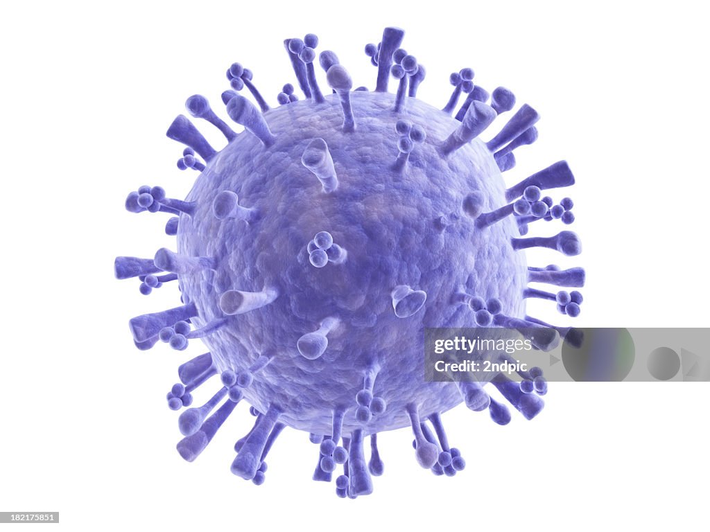 Blue swine flu virus molecule on white background