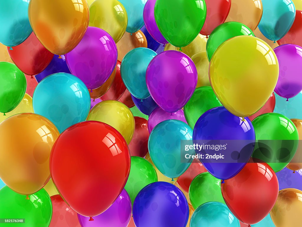 Collection of colorful, shiny balloons