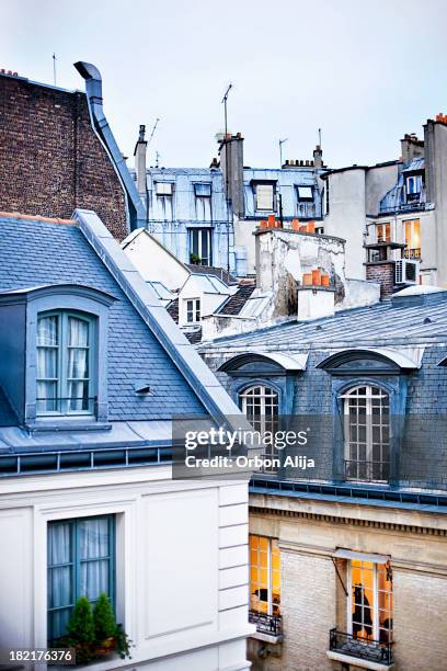 paris rooftop - paris balcony stock pictures, royalty-free photos & images