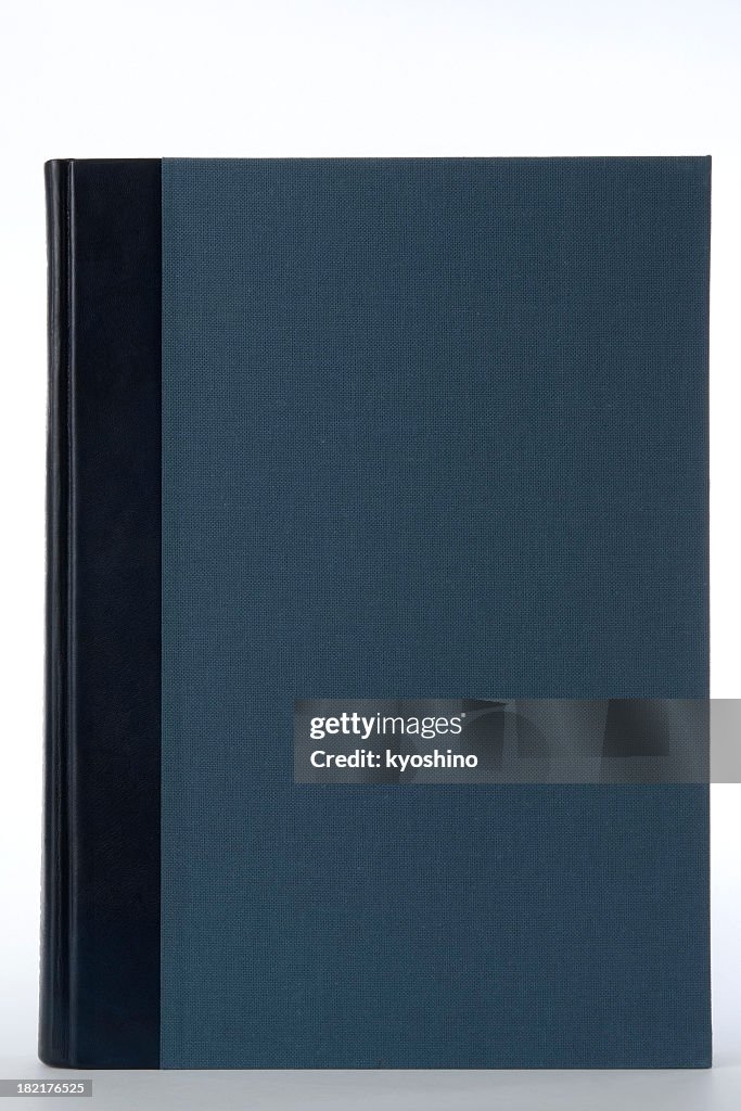Isolated shot of blue blank book on white background