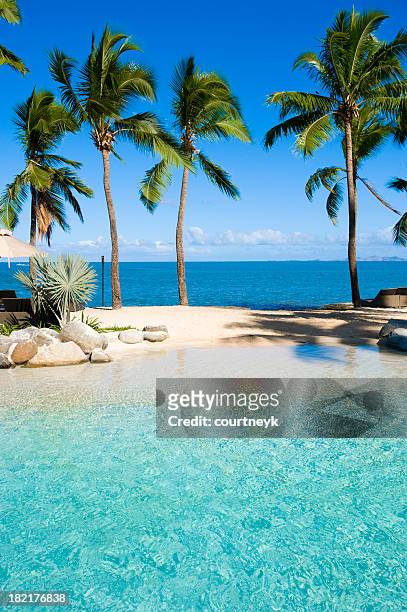 swimming pool at beach resort - idyllic stock pictures, royalty-free photos & images