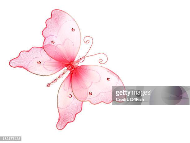 dekorative rosa schmetterling - butterflies in the stomach stock-fotos und bilder