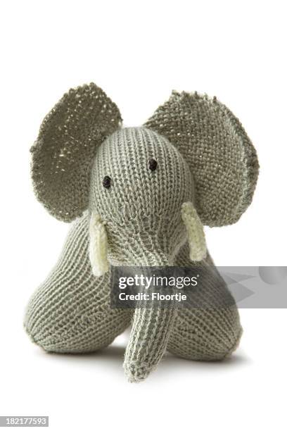 toys: elephant isolated on white background - stuffed animal stock pictures, royalty-free photos & images