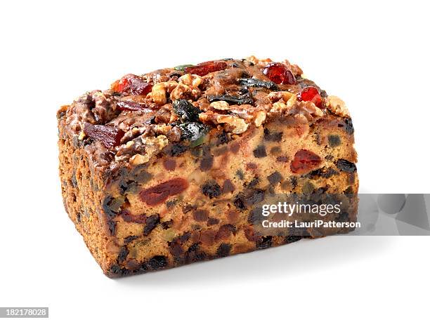 candied christmas fruit cake - cake isolated stockfoto's en -beelden