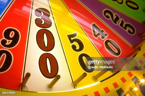 win 300 points on a wheel of fortune - lucky wheel stock pictures, royalty-free photos & images