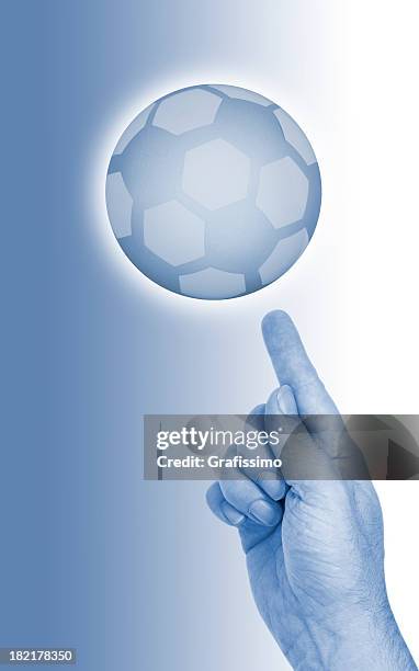 hand pointing a ball - blue glass stock illustrations