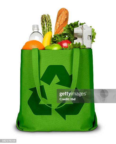 recycle grocery bag - herbruikbare tas stockfoto's en -beelden