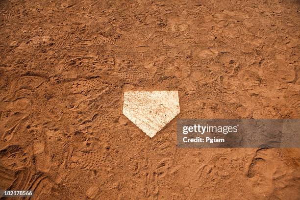 home base plate on the diamond - baseball diamond stock pictures, royalty-free photos & images