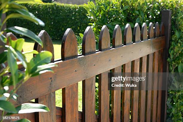 wooden fence - chainlink fence stock pictures, royalty-free photos & images