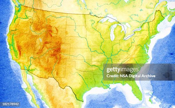 map of usa close-up (high resolution image) - reliefkarta bildbanksfoton och bilder