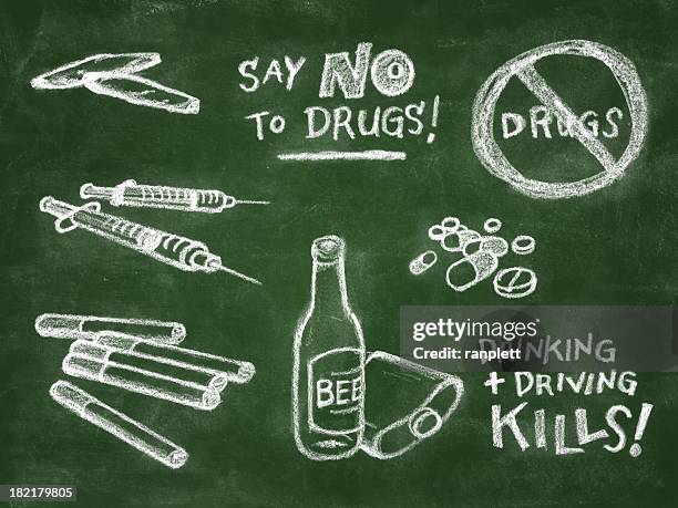 anti drug chalkboard illustration - dui class stock illustrations