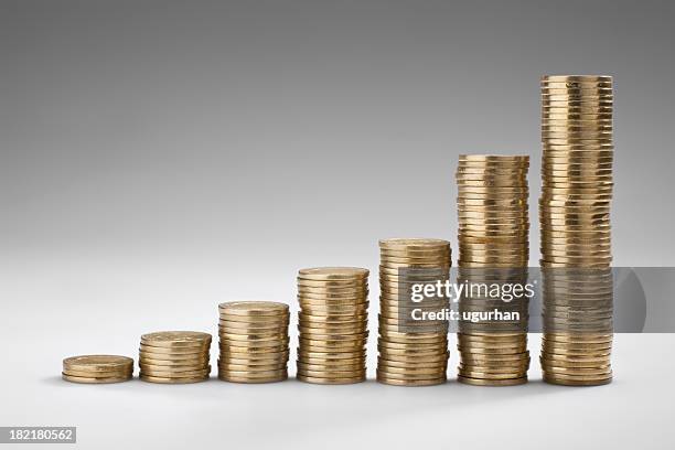 stack coin - one cent coin stock pictures, royalty-free photos & images