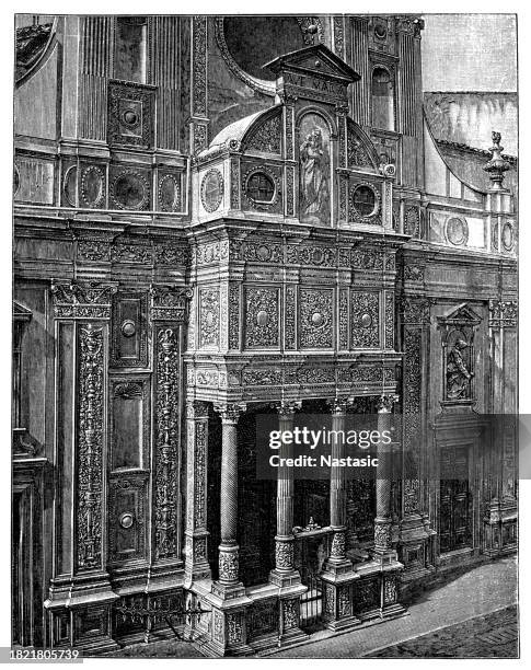 brescia, italien - die kirche santa maria dei miracoli - brescia stock-grafiken, -clipart, -cartoons und -symbole