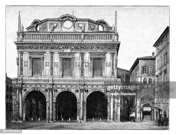 palazzo della loggia (brescia) - brescia stock-grafiken, -clipart, -cartoons und -symbole
