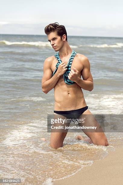 beach hunk - men underware model stock pictures, royalty-free photos & images