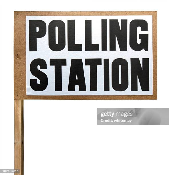 polling station sign cut-out - municipal elections stockfoto's en -beelden