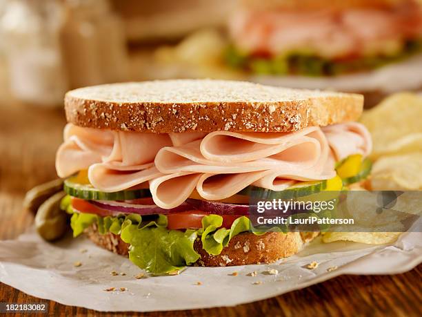 sandwich di tacchino affumicato - tacchino foto e immagini stock