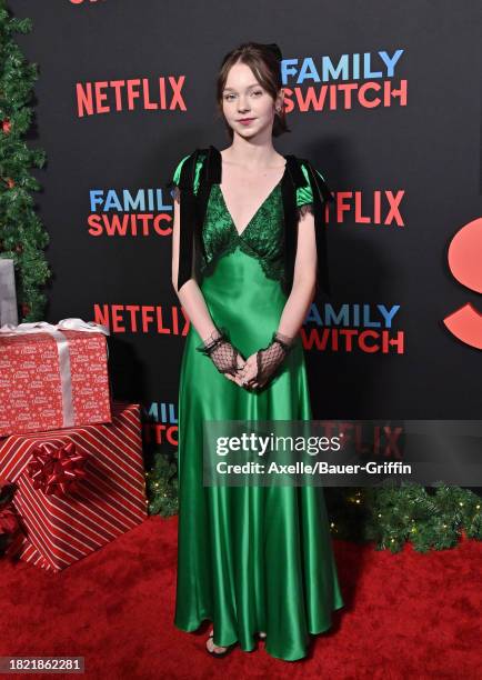 Emma Myers attends the Los Angeles Premiere of Netflix's "Family Switch" at AMC The Grove 14 on November 29, 2023 in Los Angeles, California.