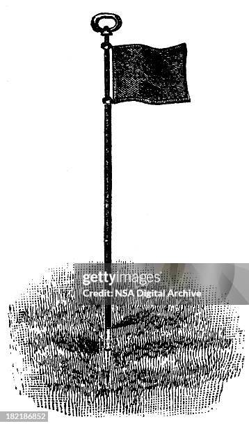 golf flag | antique sport illustrations - studio shot stock illustrations