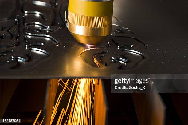 laser cutter close up (shallow dof) - laser cutting stock pictures, royalty-free photos & images