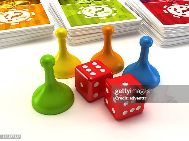 boardgame pieces - red dice stock pictures, royalty-free photos & images