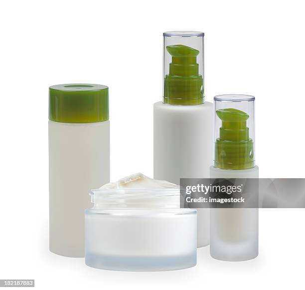 cosmetics arrangement - frosted glass jar stock pictures, royalty-free photos & images