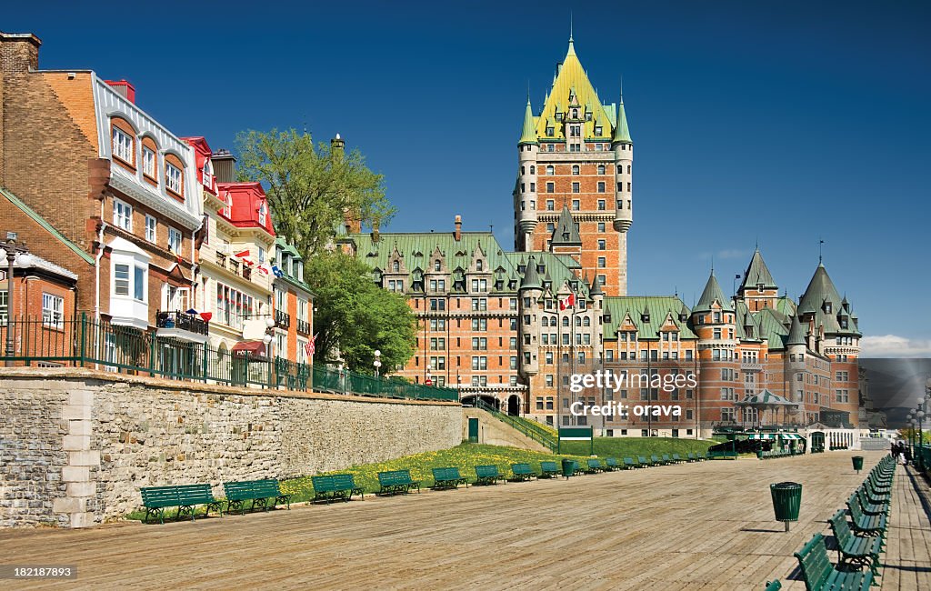 Beautiful view of the Chateau Frontenac Hotel in Quebec