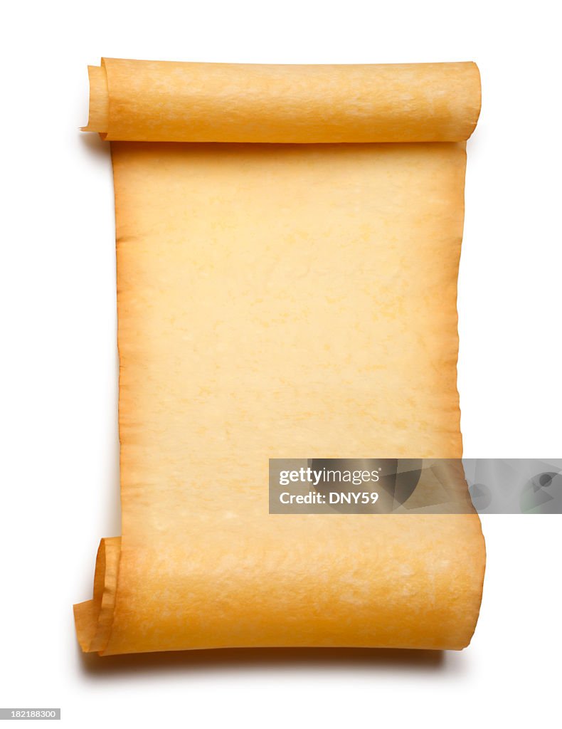 Leere Papier Scroll, isoliert auf weißem Hintergrund