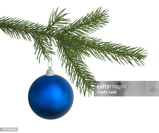 christmas tree - blue baubles stock pictures, royalty-free photos & images