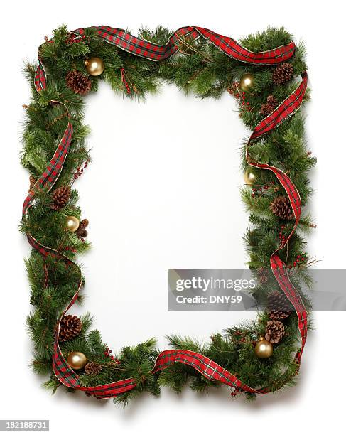 christmas garland frame - holiday wreath bildbanksfoton och bilder