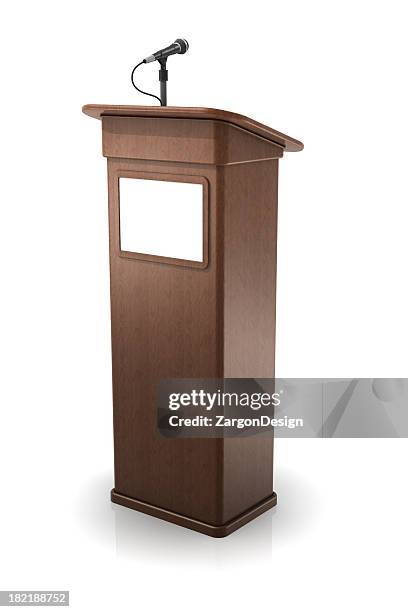 vector illustration of a wooden podium - lectern stock pictures, royalty-free photos & images