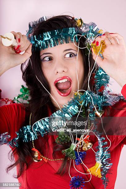 christmas turmoil and stress - christmas stress stock pictures, royalty-free photos & images