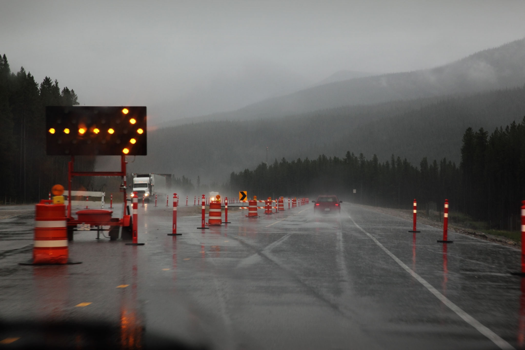 road construction rain
