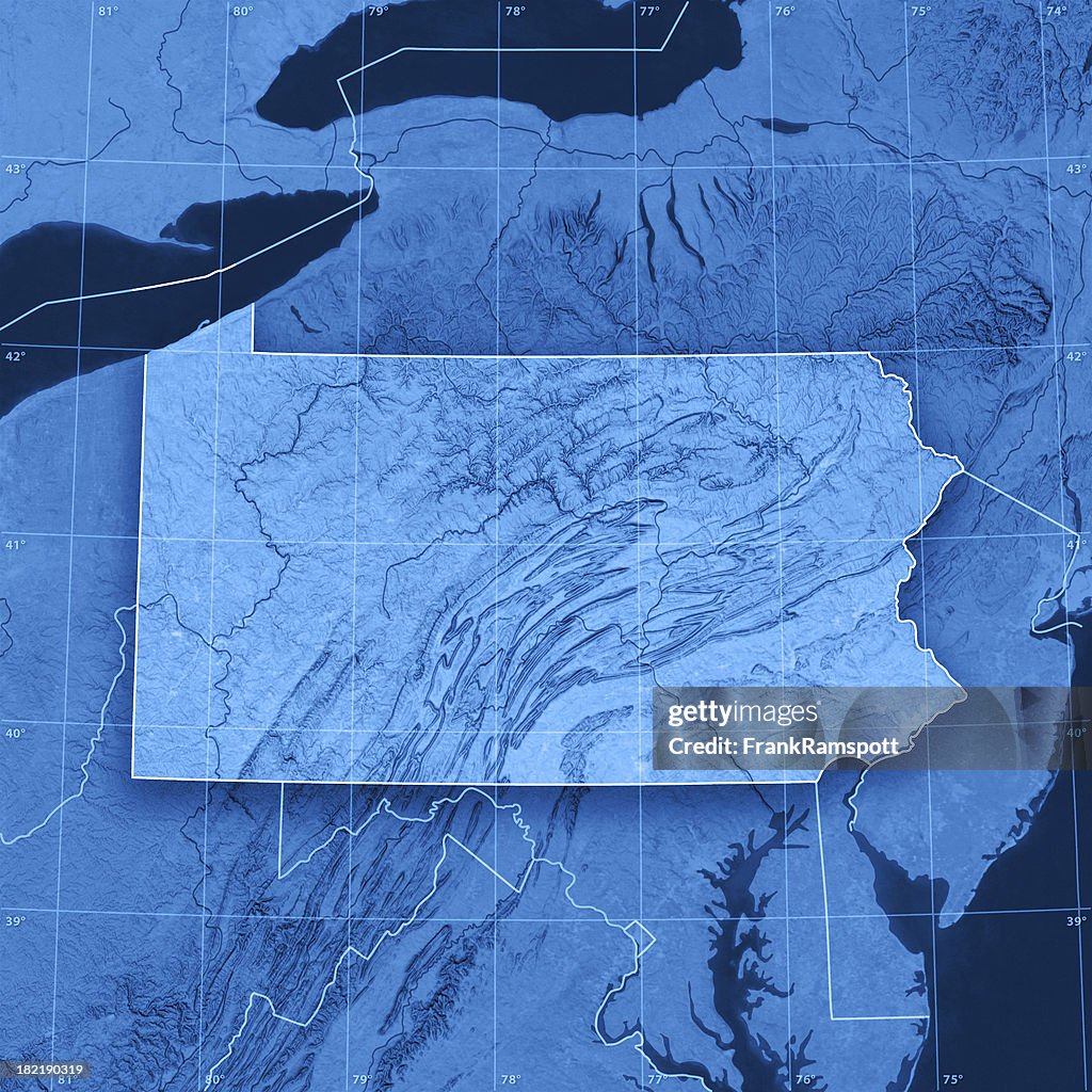 Pensilvânia Topographic mapa