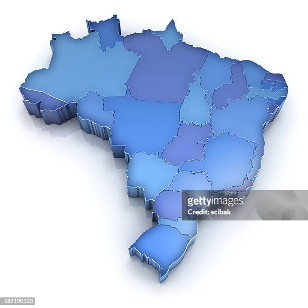 brazil map with states - brasil stock pictures, royalty-free photos & images