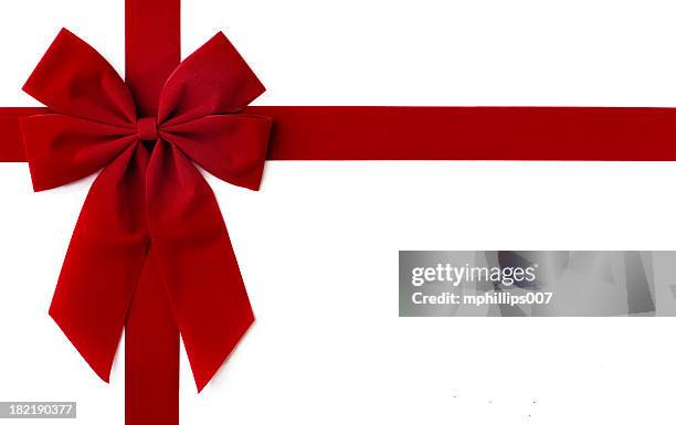 red bow gift - velvet stockfoto's en -beelden