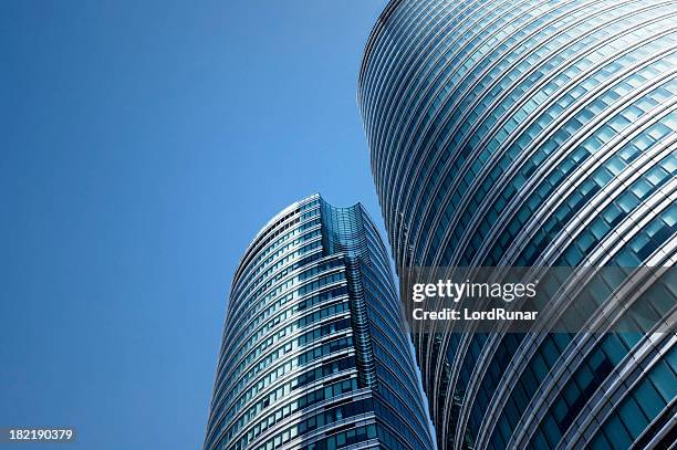 modern office buildings - the two towers stock pictures, royalty-free photos & images