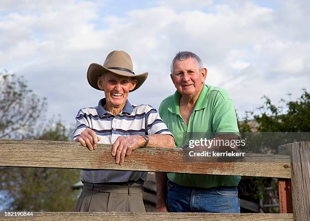 elderly brothers - farmhouse stock pictures, royalty-free photos & images