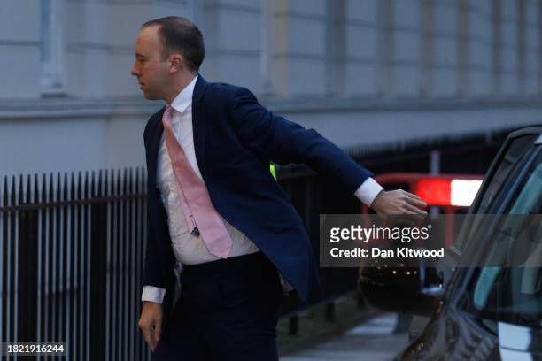 Former Health Minister Matt Hancock arrives to give evidence for the second time at the covid inquiry on November 30, 2023 in London, England. The...
