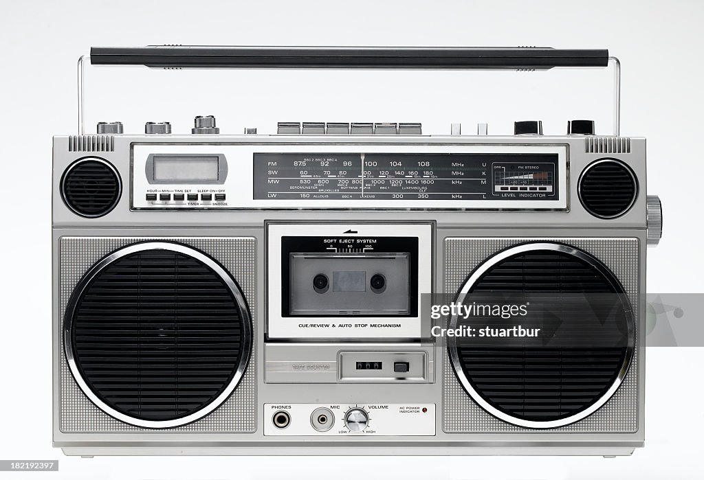 Boom box with cassette player and radio