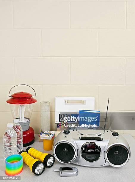 disaster preperation kit - hurricane supplies stock pictures, royalty-free photos & images