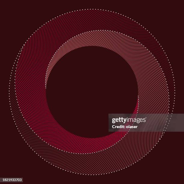 red - pink lines patterns forming 3d circle shape, white line endings - maroon swirl stock illustrations