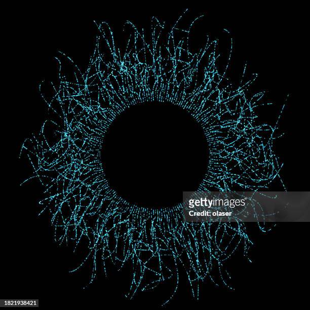 turquoise iris-inspired radial design centered around a pupil copy space. - emergence stock illustrations