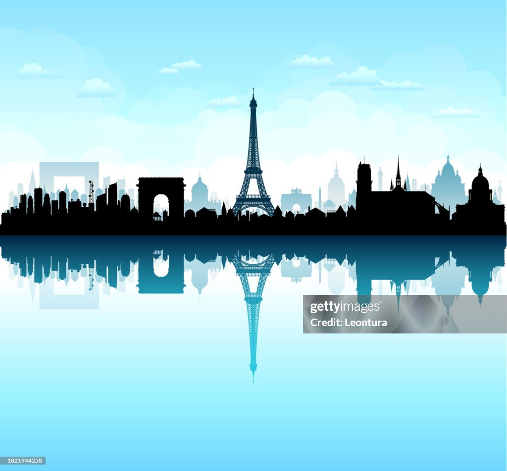 Paris, France Skyline silhouette (All Buildings Are Complete and Moveable)
